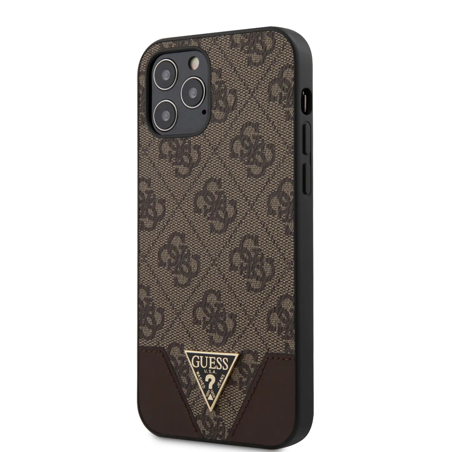 Guess Ochranný kryt pro iPhone 12 / 12 Pro - Guess, 4G Triangle Brown