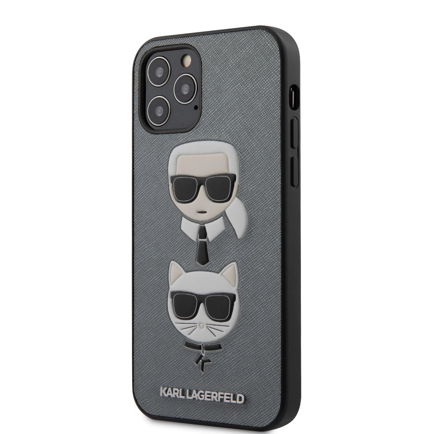 Karl Lagerfeld Ochranný kryt pro iPhone 12 / 12 Pro - Karl Lagerfeld, K&C Heads Silver