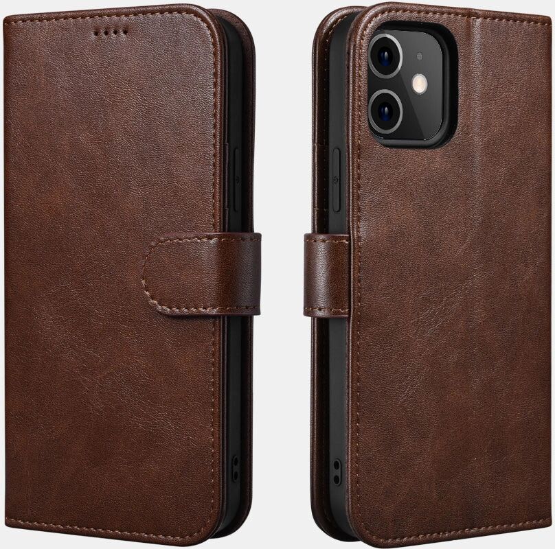 iCarer Pouzdro pro iPhone 12 mini - iCarer, Classic Wallet Coffee