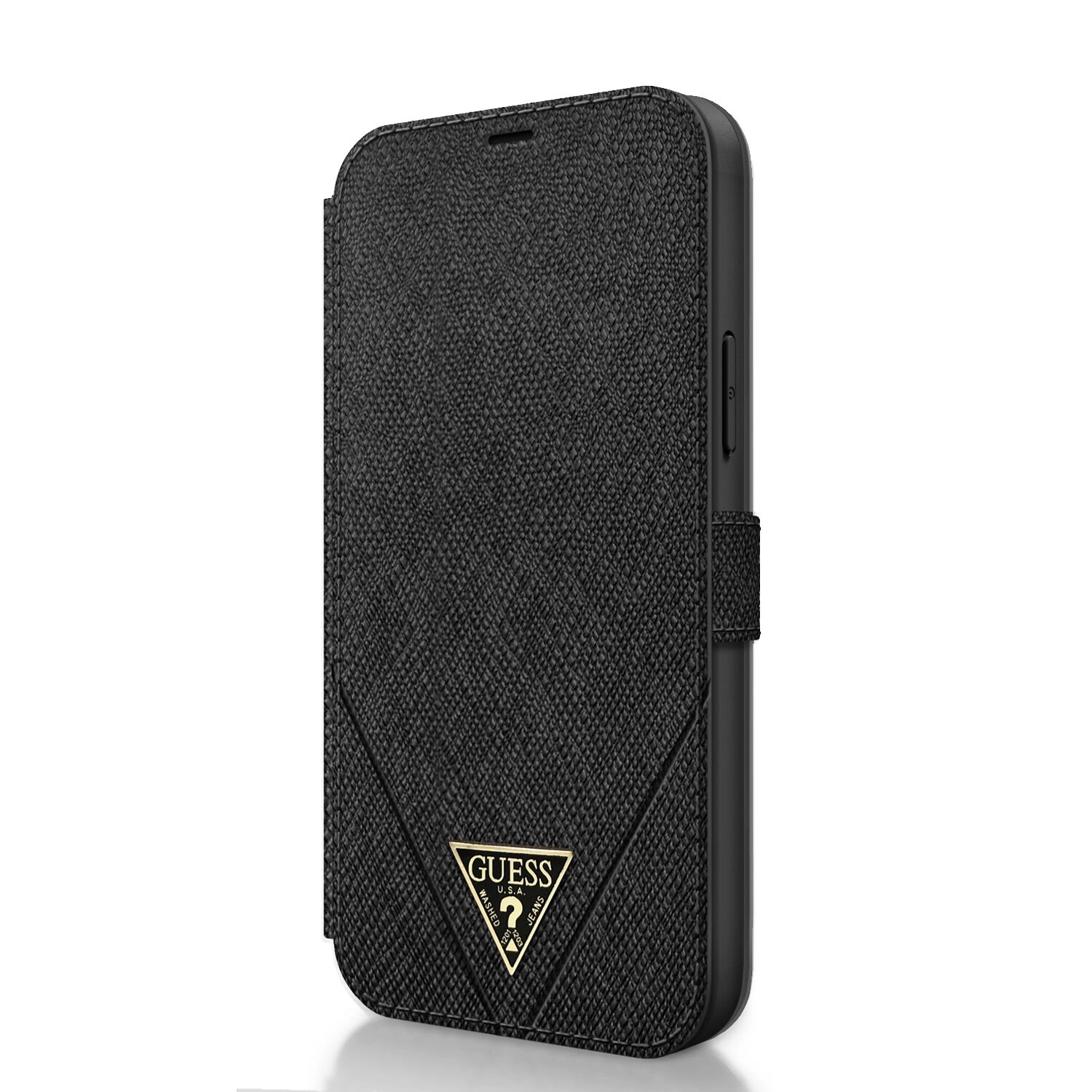 Guess Pouzdro / kryt pro iPhone 12 mini - Guess, Saffiano V Stitch Book Black