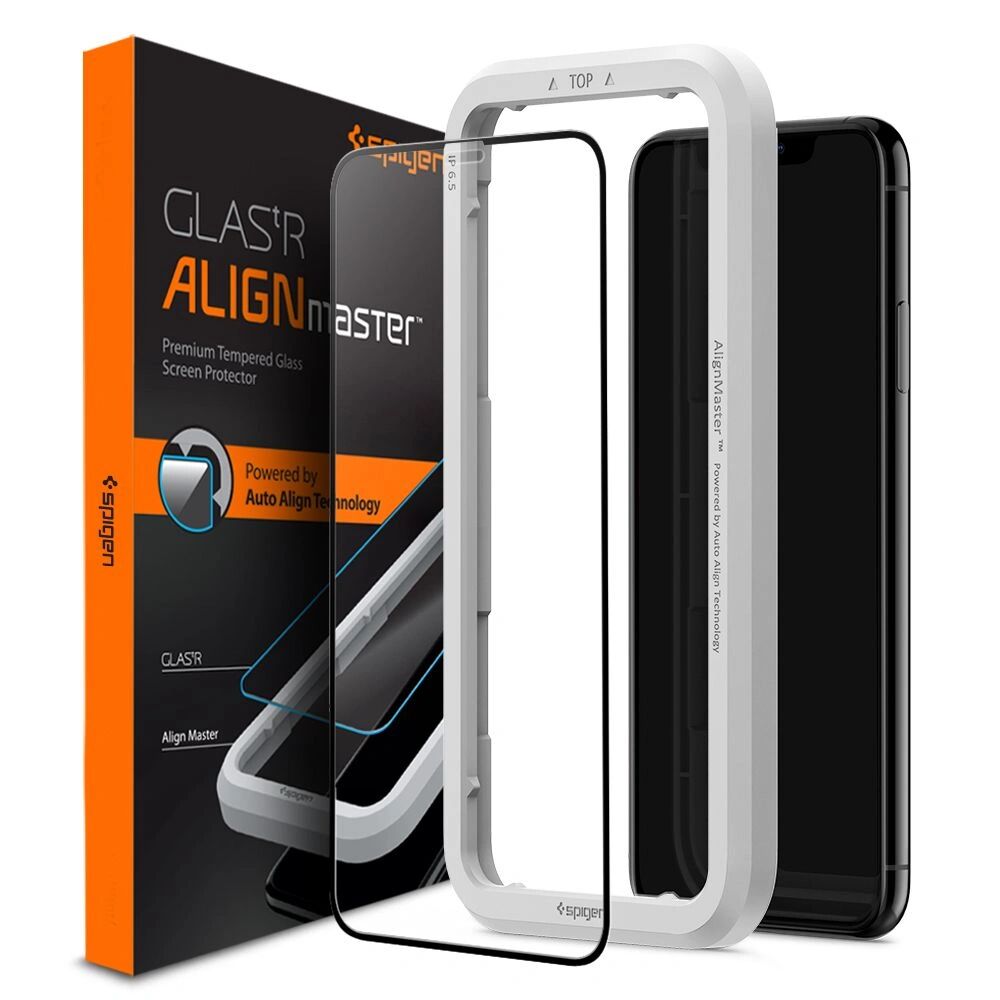 Spigen Ochranné tvrzené sklo pro iPhone XR / 11 - Spigen, AlignMaster FC (s aplikátorem)