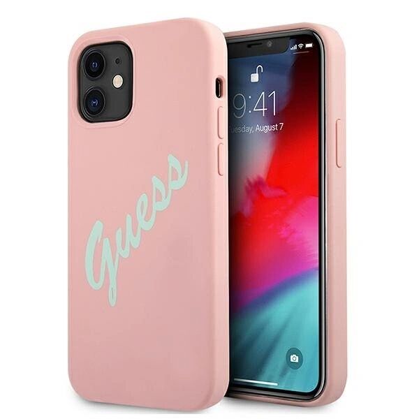 Guess Ochranný kryt pro iPhone 12 mini - Guess, Vintage Silicone Pink