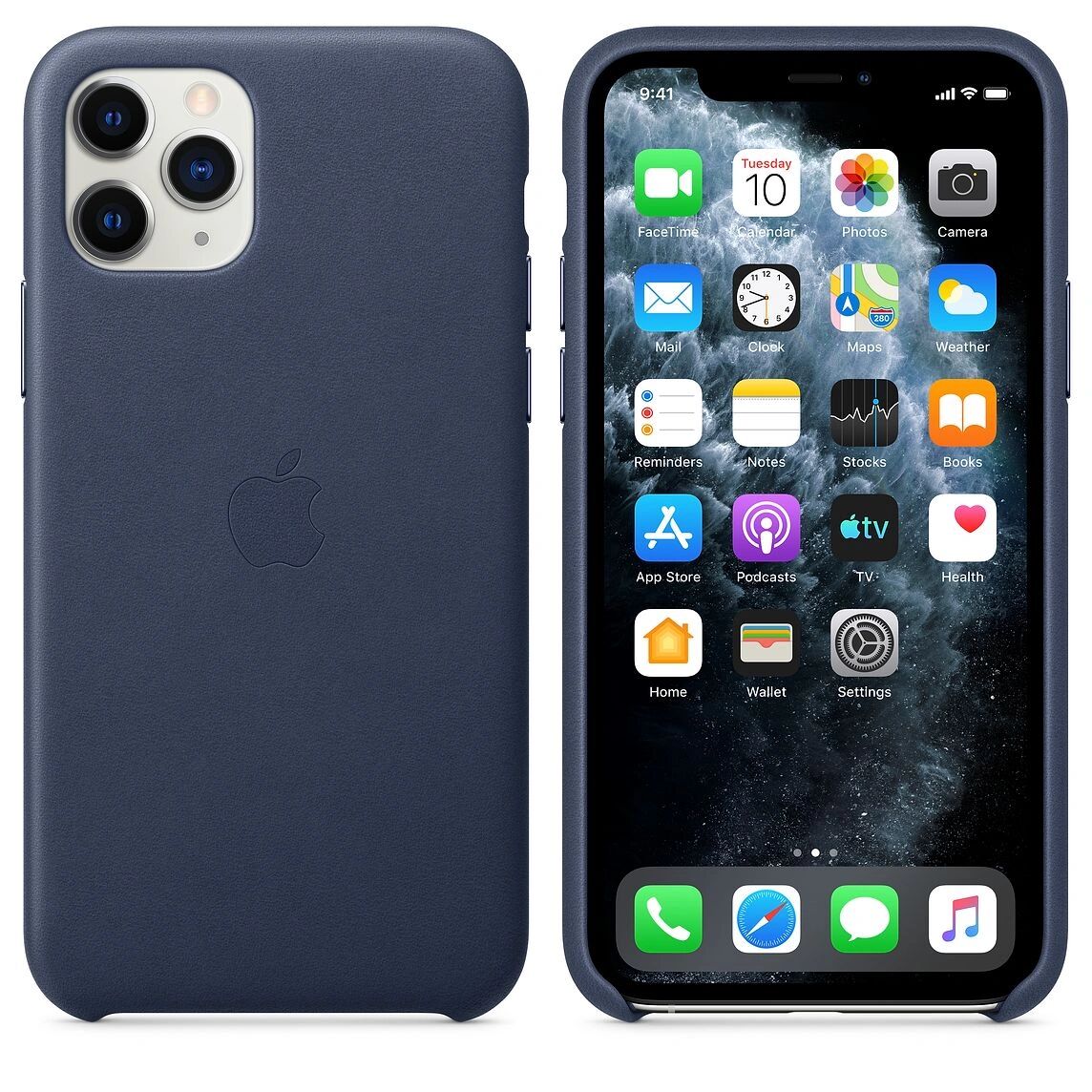 Apple Ochranný kryt na iPhone 11 Pro - Apple, Leather Case Midnight Blue