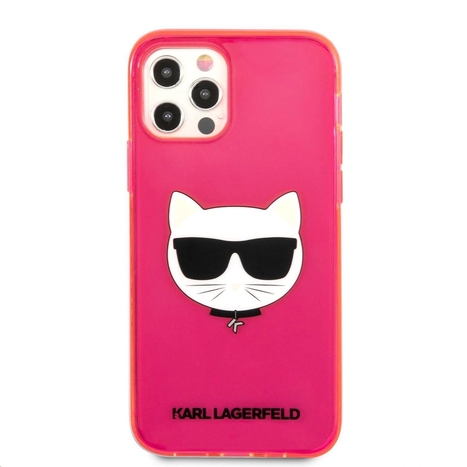 Karl Lagerfeld Ochranný kryt pro iPhone 12 / 12 Pro - Karl Lagerfeld, Choupette Head Fluo Pink