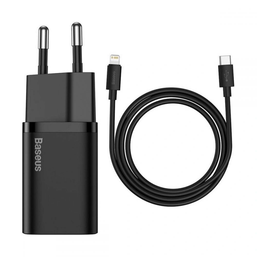 Baseus Rychlá nabíječka do sítě pro iPhone a iPad - Baseus, Super Network Charger PD 20W + Lightning kabel Black