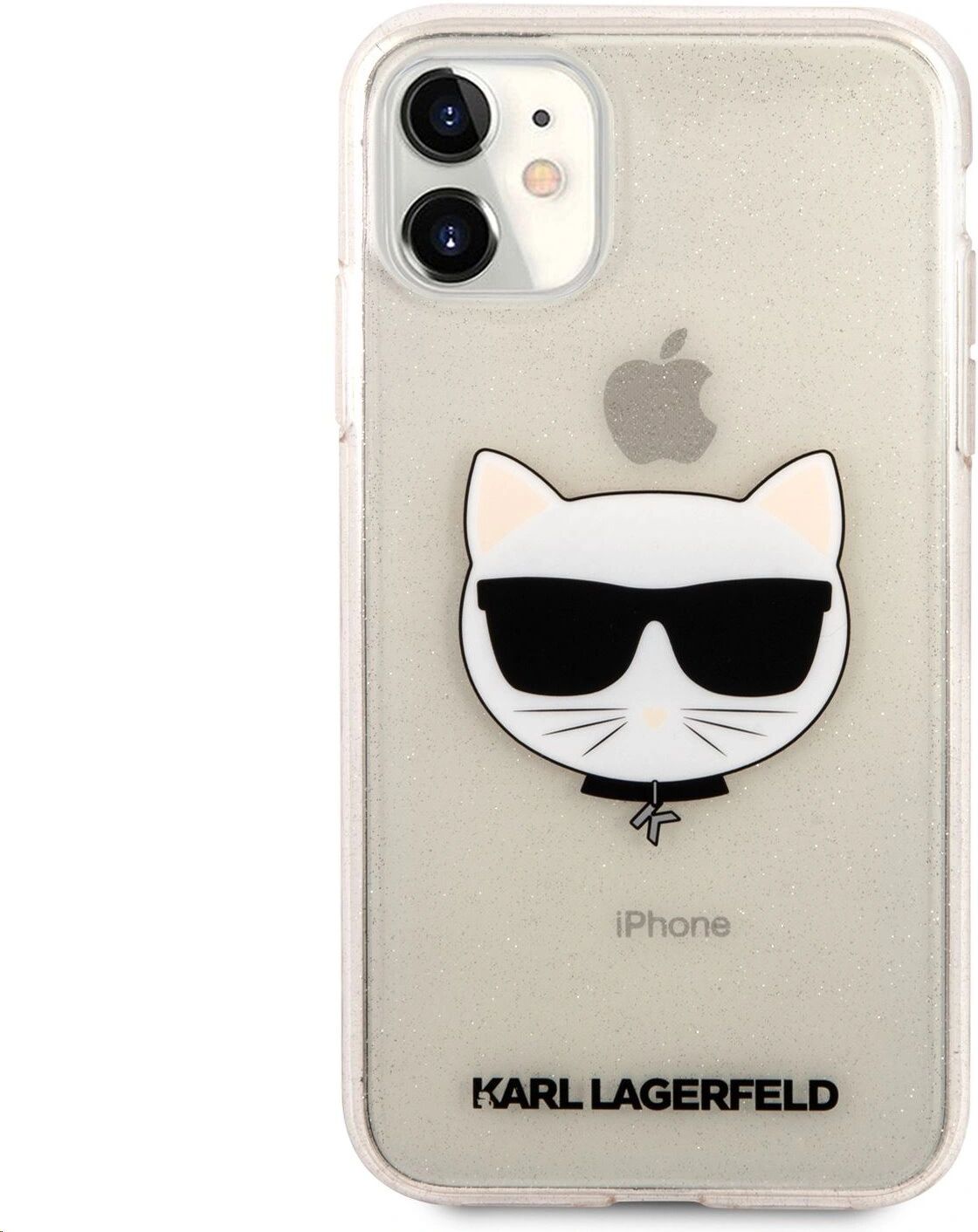 Karl Lagerfeld Ochranný kryt na iPhone 11 - Karl Lagerfeld, Choupette Head Glitter Gold