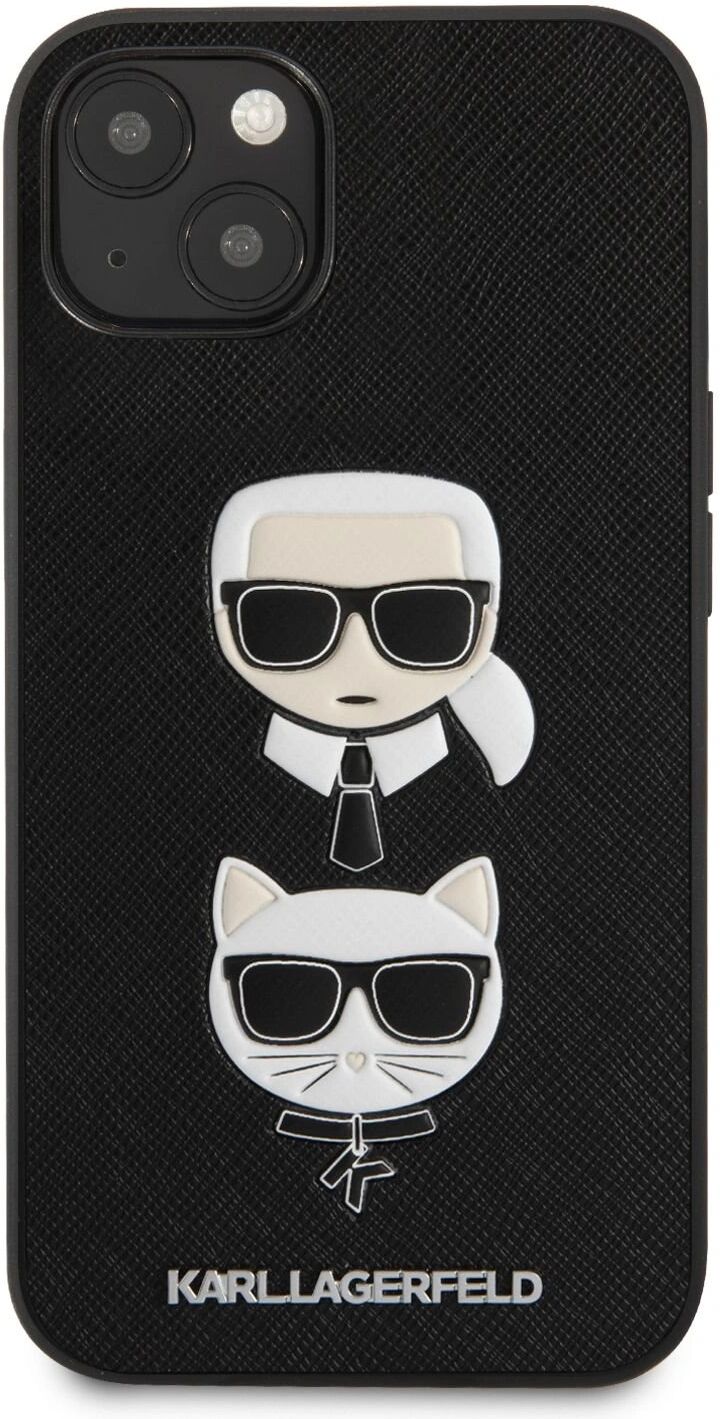 Karl Lagerfeld Ochranný kryt pro iPhone 13 mini - Karl Lagerfeld, Saffiano Karl and Choupette Heads Black