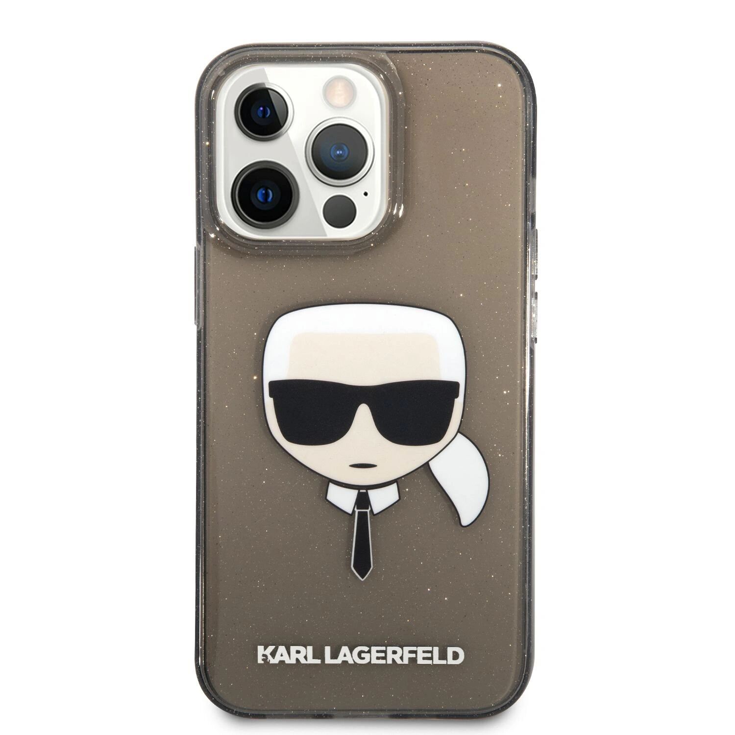 Karl Lagerfeld Ochranný kryt pro iPhone 13 Pro MAX - Karl Lagerfeld, TPU Glitter Karl Head Black