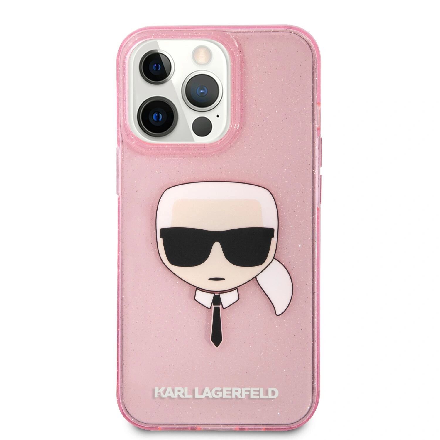 Karl Lagerfeld Ochranný kryt pro iPhone 13 Pro MAX - Karl Lagerfeld, TPU Glitter Karl Head Pink