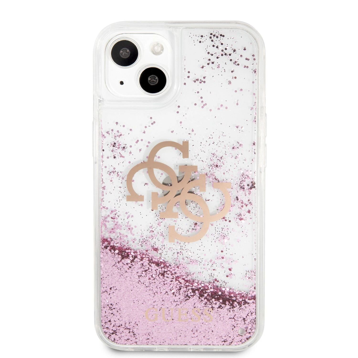 Guess Ochranný kryt pro iPhone 13 - Guess, Big 4G Liquid Glitter Pink