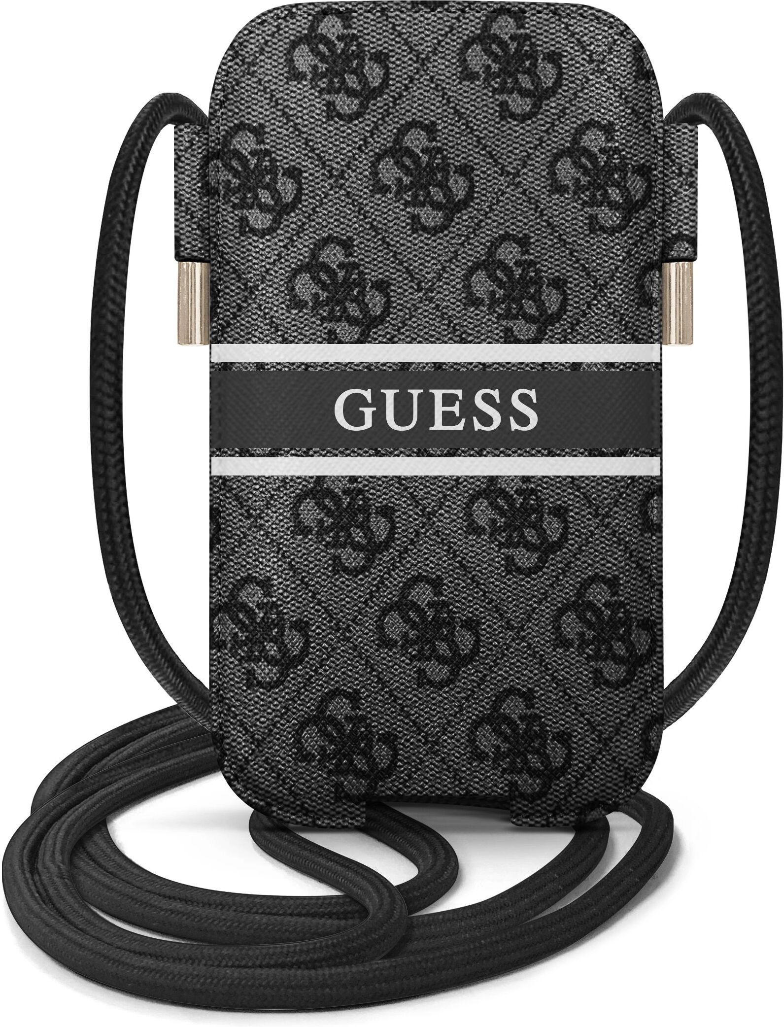 Guess Univerzální kapsa na mobil se šňůrkou - Guess, 4G Pouch Printed Stripe S/M Gray