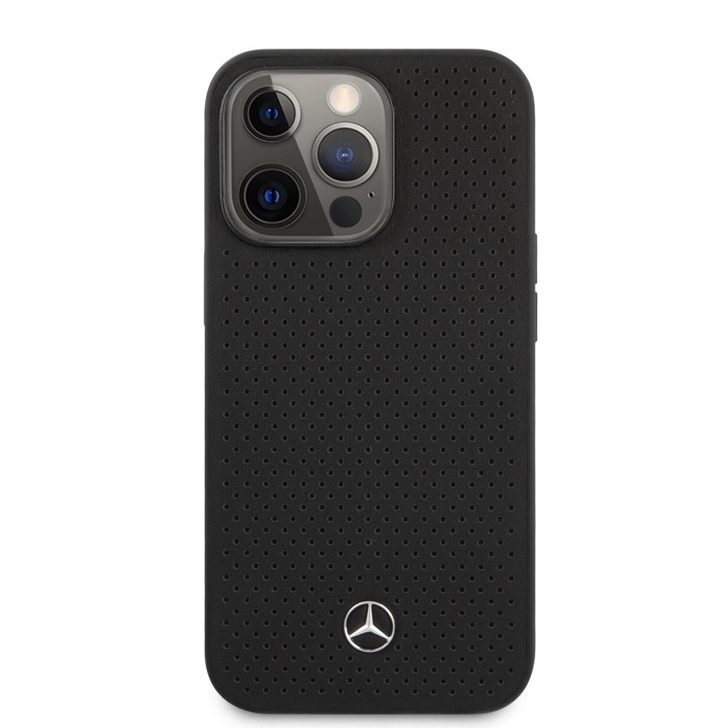 Mercedes-Benz Ochranný kryt pro iPhone 13 Pro MAX - Mercedes, Genuine Leather Black