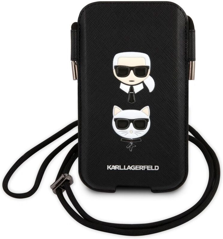 Karl Lagerfeld Univerzální kapsa na mobil se šňůrkou - Karl Lagerfeld, Karl and Choupette L Black