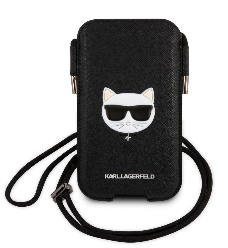 Karl Lagerfeld Univerzální kapsa na mobil se šňůrkou - Karl Lagerfeld, Choupette Head S/M Black