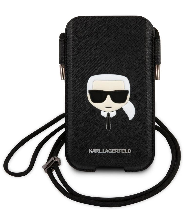 Karl Lagerfeld Univerzální kapsa na mobil se šňůrkou - Karl Lagerfeld, Karl Head S/M Black