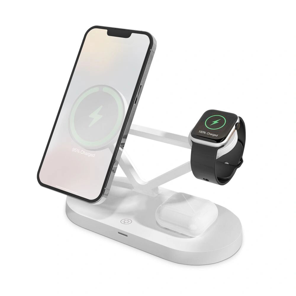 Tech-Protect Bezdrátová rychlá nabíječka pro iPhone 12 / 13, AirPods a Apple Watch - Tech-Protect, A13 MagSafe Wireless Charger White