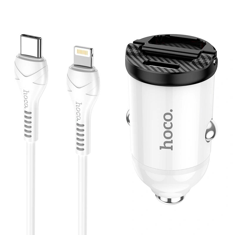 Hoco Auto-nabíječka pro iPhone a iPad - Hoco, NZ2 Link PD30W/QC3.0 White + kabel Lightning