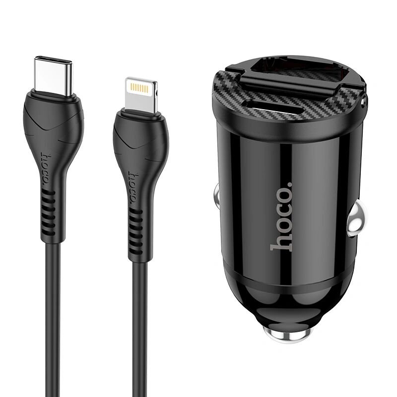 Hoco Auto-nabíječka pro iPhone a iPad - Hoco, NZ2 Link PD30W/QC3.0 Black + kabel Lightning