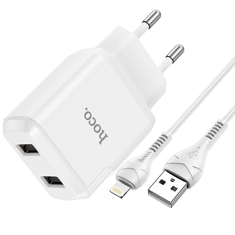 Hoco Nabíjecí AC adaptér pro iPhone a iPad - Hoco, N7 Speedy White + Lightning kabel