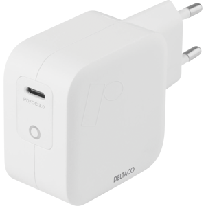 DELTACO GAN02 - USB-Ladegerät, 60 W, 1x USB-C (PD), GaN, weiß