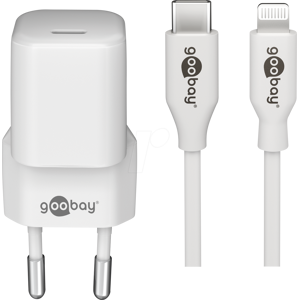 GOOBAY 61084 - USB (PD)-Ladegerät, 5-12 V, 3 A, 20 W, Lightning, weiß
