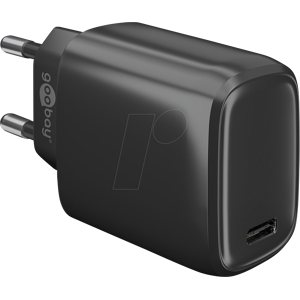 GOOBAY 65405 - USB-Ladegerät, 20 W, 1x USB-C (PD), GaN, schwarz