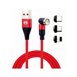 MonkeyTEC 3 in 1 Magnetisches Ladekabel mit Schnelladefunktion und Datenübertragung 540° drehbar für iPhone/Micro-USB/USB-C