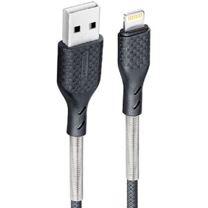 Carbon Ladekabel usb a zu iPhone-Anschluss 8-polig 2,4A CB-01A Schwarz 1 Meter - Forcell