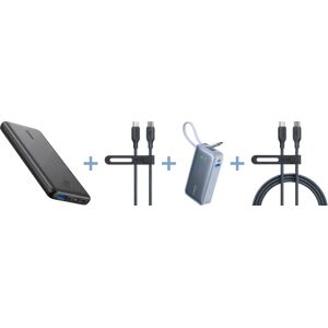 Anker 313 Powerbank & 543 USB-C auf USB-C Kabel (3ft) & Nano Powerbank (Blau) & 543 USB-C auf USB-C Kabel (6ft)