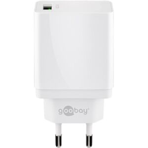 Goobay USB-A-Adapter - USB-A-Ladegerät - CEE 7/16 - USB-A-Adapter - 1 Ports - Quick Charge 3.0 - 3000mA - 18W - Weiß