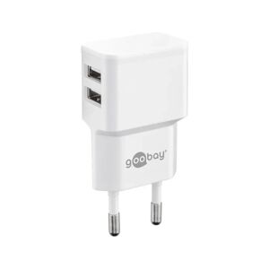 Goobay USB-A-Adapter - USB-A-Ladegerät - CEE 7/16 - USB-A-Adapter - 2 Anschlüsse - 2400mA - 12W - weiß