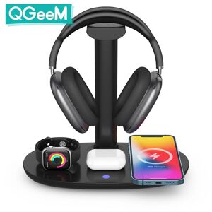 Qgeem Schnelles Kabelloses Ladegerät 4 In1 Qi Ladestation Für Iphone 12 11 Pro Xs Max Xr X 8 Apple Watch Se Mag Safe Airpods Pro Max