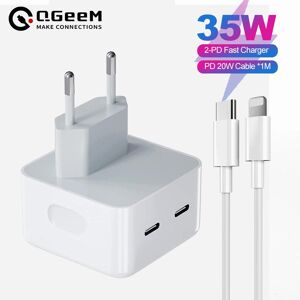 Qgeem Typ-C-Anschluss, Usb-C-Ladegerät, Typ-C-Anschluss, Schnellladung, Dual-Typ-C-Ladekopf Für Reisen, Pd40w, Schnellladegerät, Eu-Uk-Netzteil