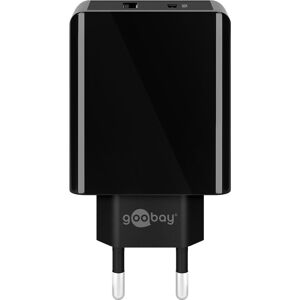 Goobay Dual USB-C™ PD (Power Delivery) Schnellladegerät (28W) schwarz - geeignet für Geräte mit USB-C™ (Power Delivery) 18W oder herkömmlichen USB-A Anschluss 10W wie z.B. iPhone 12