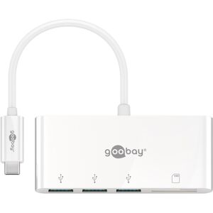 Goobay USB-C™ Multiport Adapter CardReader - erweitert ein USB-C™ Gerät um drei USB 3.0 Anschlüsse sowie einen Kartenschacht für SD/MMC- und Micro SD-Karten