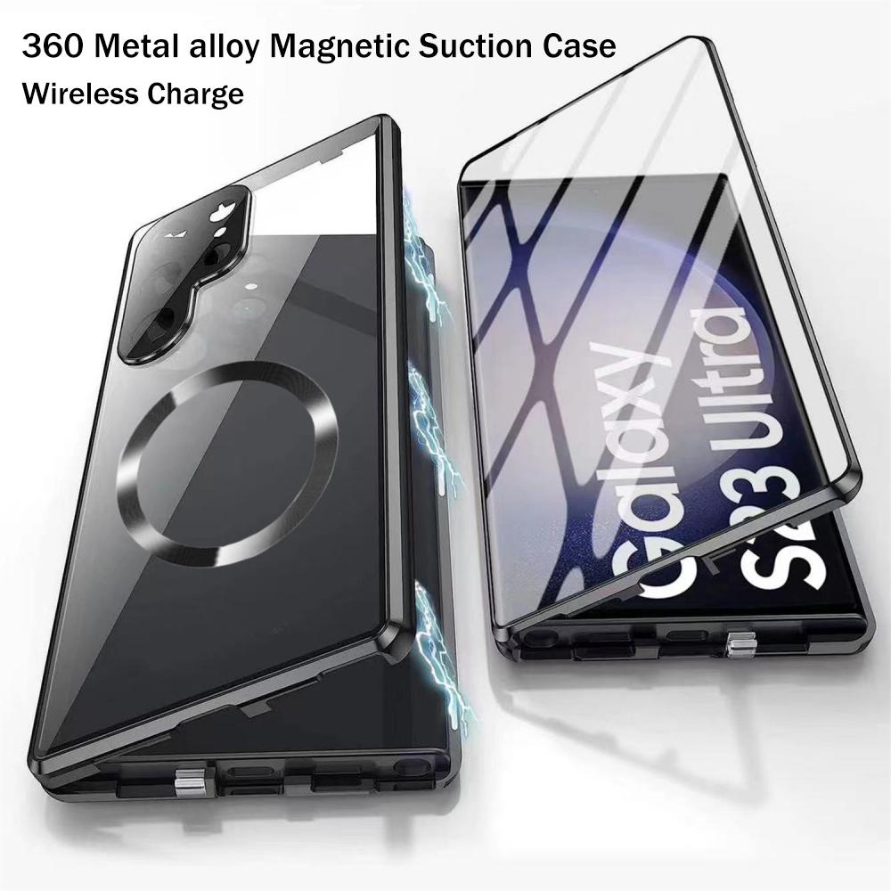 New Case Für Samsung Galaxy S23 S22 Ultra/iphone 15 14 13 12 Pro Max Hülle Magnetische Kabellose Aufladung 360°metalllegierung Full Surround Screen Glasschutzabdeckung