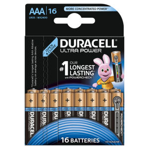 Procter & Gamble Service GmbH DURACELL Ultra Power AAA Alkaline- Batterie, 1,5 V, LR03, MX2400, Duralock-Technologie , 1 Packung = 16 Stück