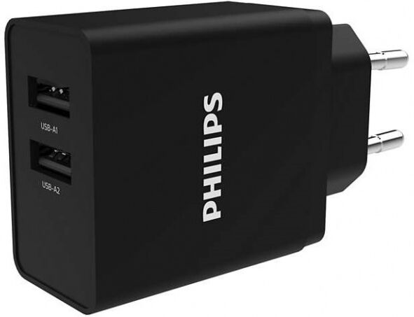 Philips doppel USB Ladegerät DLP2610 5V/1A schwarz