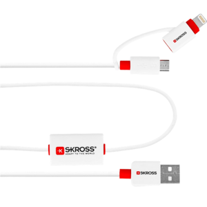 Skross Buzz 2in1 Charge’n Sync Alarm USB-A 2.0 til Lightning & USB Micro - 1 m