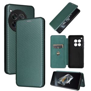 My Store For OnePlus 12 Carbon Fiber Texture Flip Leather Phone Case(Green)