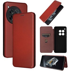 My Store For OnePlus 12 Carbon Fiber Texture Flip Leather Phone Case(Brown)