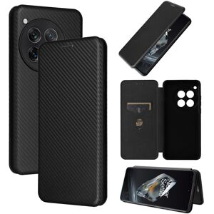 My Store For OnePlus 12 Carbon Fiber Texture Flip Leather Phone Case(Black)