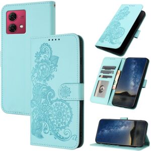 My Store For Motorola Moto G84 5G Datura Flower Embossed Flip Leather Phone Case(Light blue)