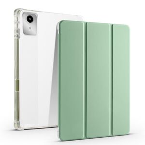 My Store For Lenovo Tab M11 / Xiaoxin Pad 11 2024 3-fold Clear TPU Leather Tablet Case with Pen Slot(Green)