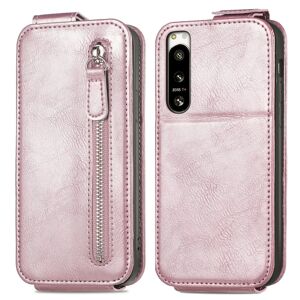 My Store For Sony Xperia 5 IV Zipper Wallet Vertical Flip Leather Phone Case(Rose Gold)