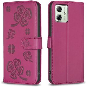 My Store For Motorola Moto G54 5G EU Edition Four-leaf Embossed Leather Phone Case(Rose Red)