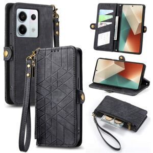 My Store For Redmi Note 13 Pro 4G Geometric Zipper Wallet Side Buckle Leather Phone Case(Black)