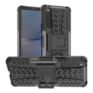 My Store For Sony Xperia 10 V Tire Texture TPU + PC Phone Case with Holder(Black)