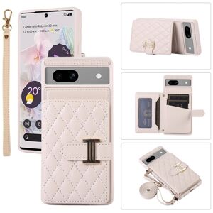 My Store For Google Pixel 7a Horizontal Card Bag Phone Case with Dual Lanyard(Beige)