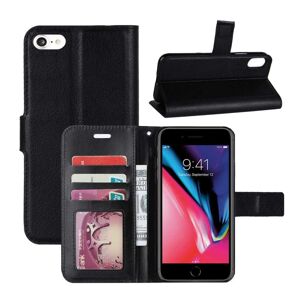 Megabilligt iPhone 6/7 / 8 / se tegnebog læder læder taske sort